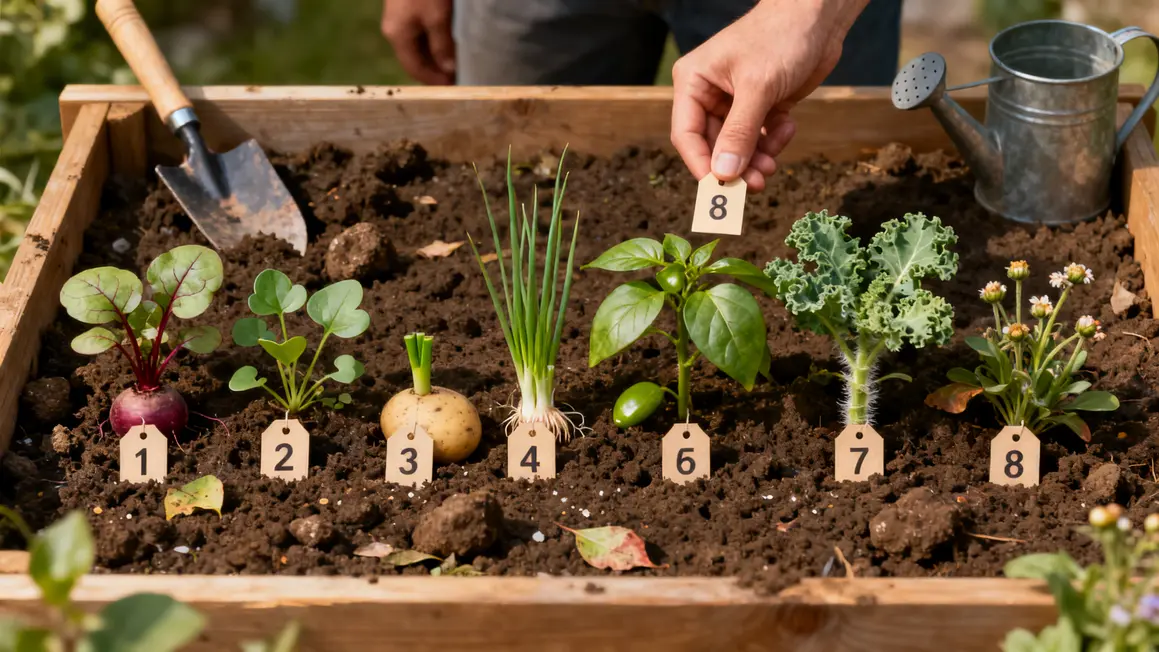 Cultures mars potager étiquettes pousses