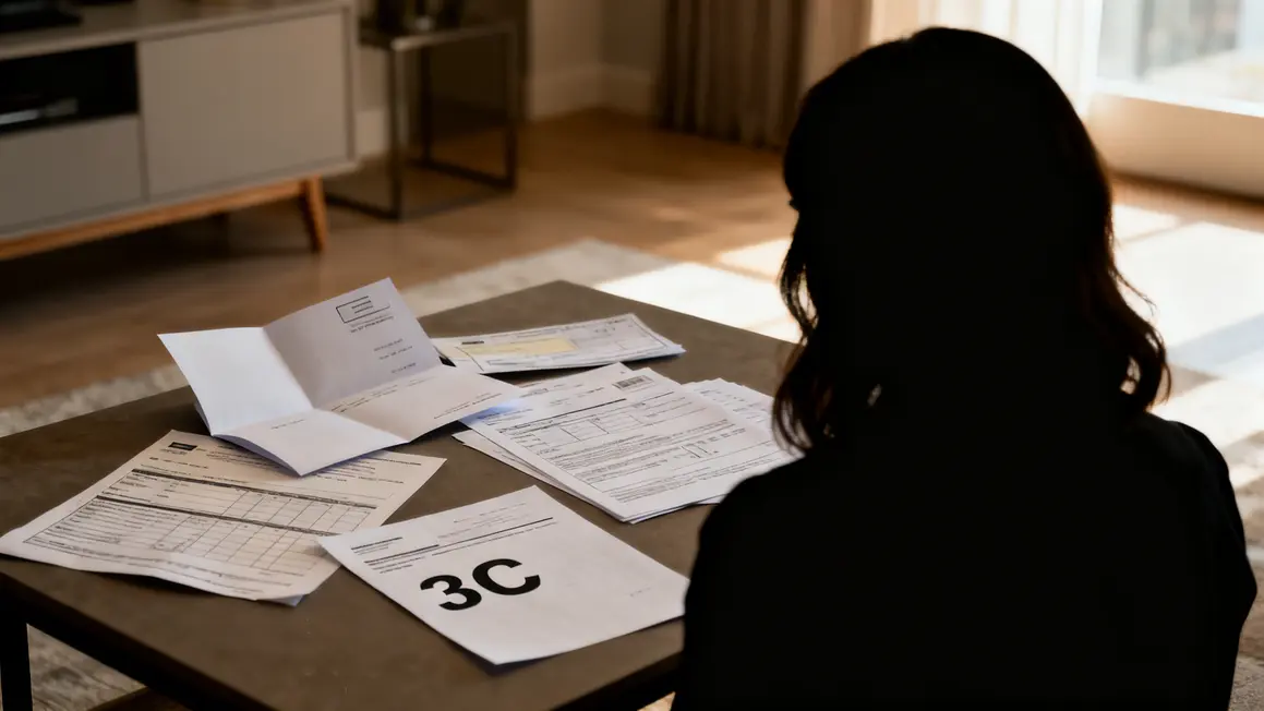 Femme lit courrier règles 3C