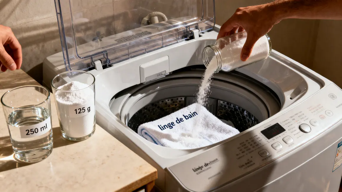 linge bain double lavage vinaigre bicarbonate machine