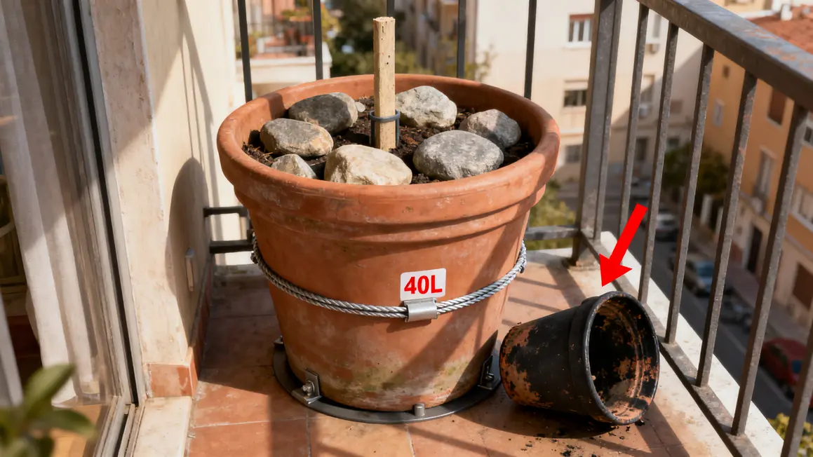 Pot pommier bien fixé, erreurs à éviter balcon