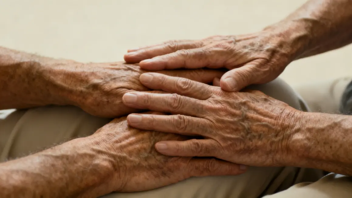 Massage mains seniors réconfort lien bien-être