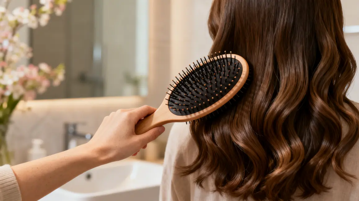 gros plan brosse soufflante brushing cheveux
