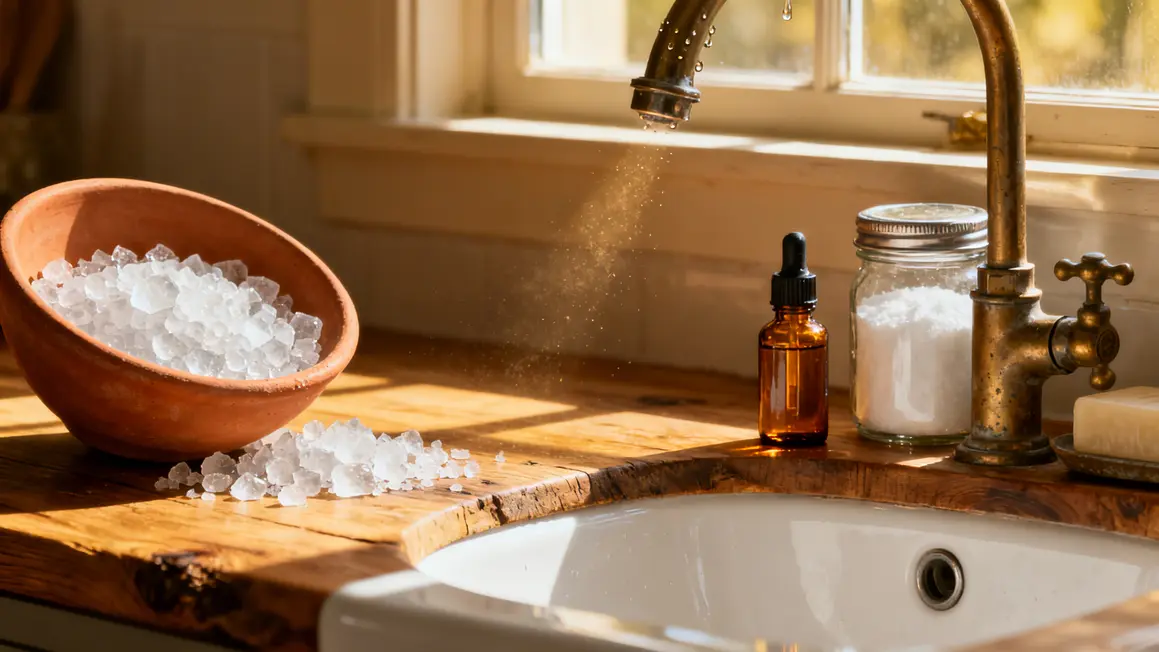 Gros sel et bicarbonate anti-humidité salle de bain