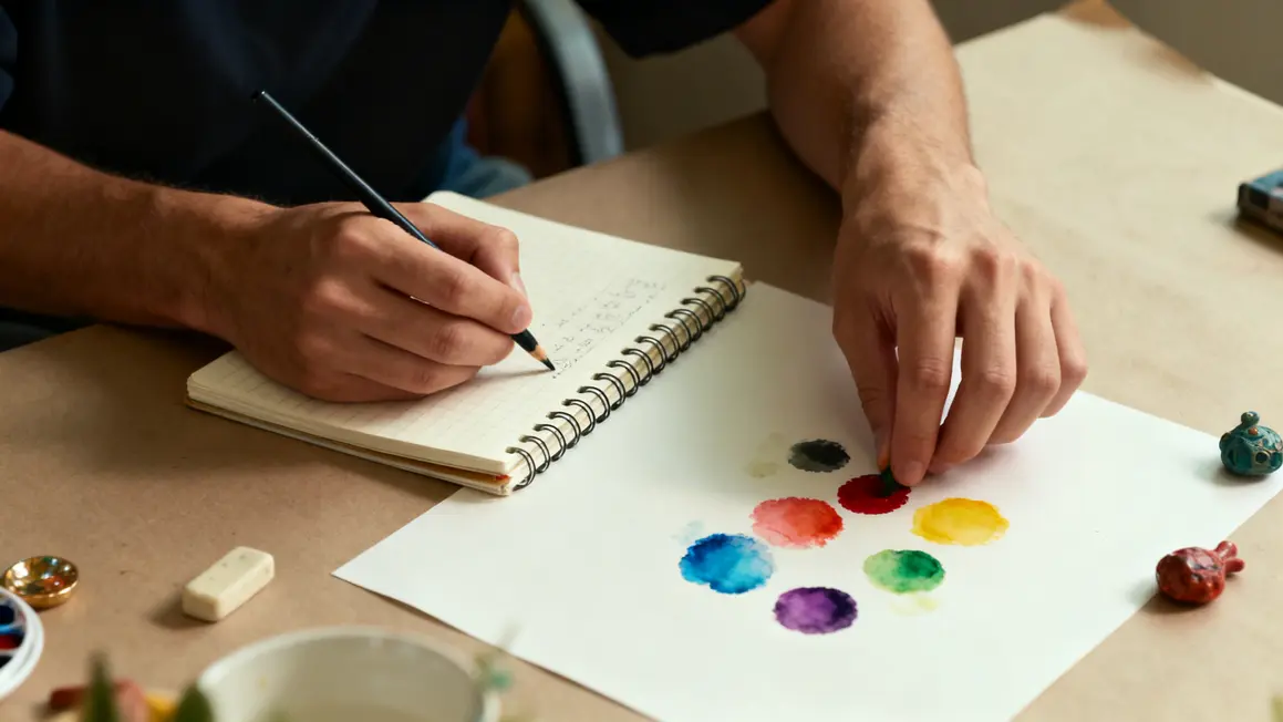 Mains écrivant et peignant, habitude créative efficace