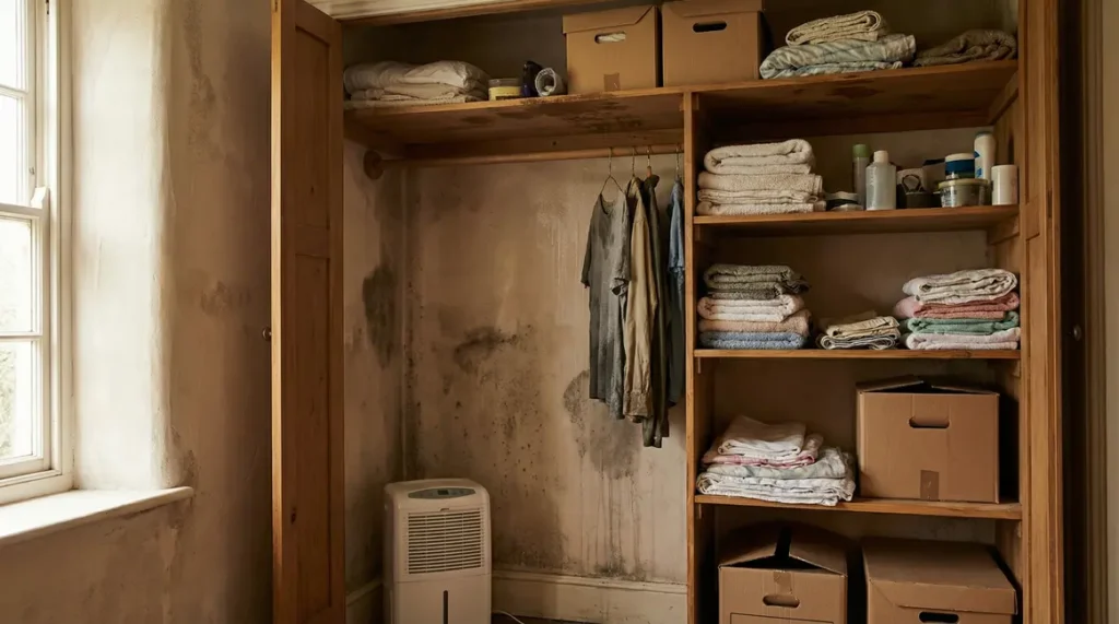 placard humide maison realiste condensation murs etageres
