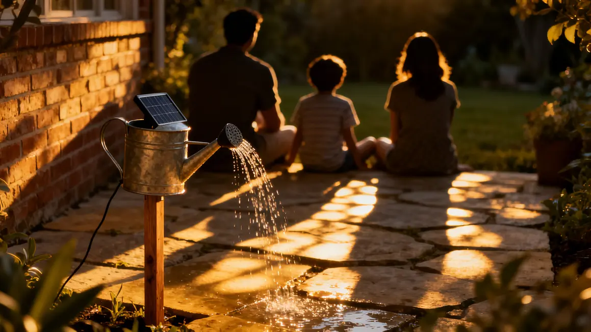 Arrosoir solaire motifs lumineux installation terrasse