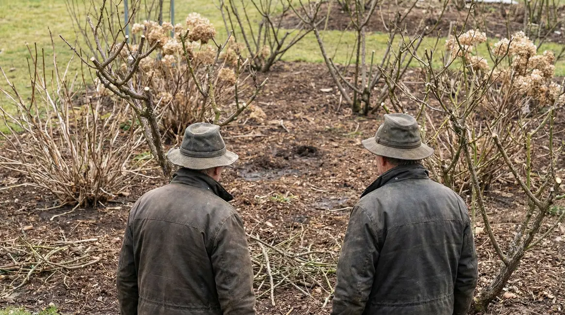 Jardin de printemps sans fleurs après tailles précoces