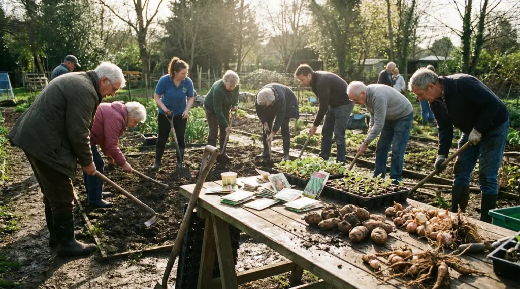 Personnes agees et aidants semis ou plantation jardin printemps
