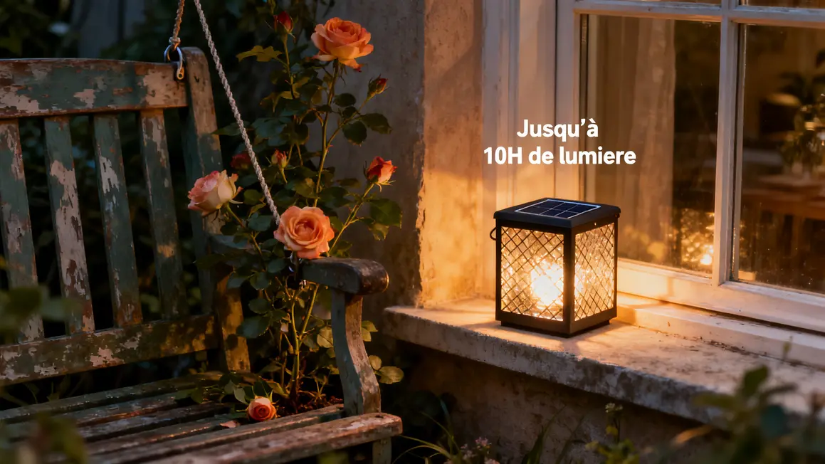Lanterne solaire pas chère sur fenêtre, rosier ou banc