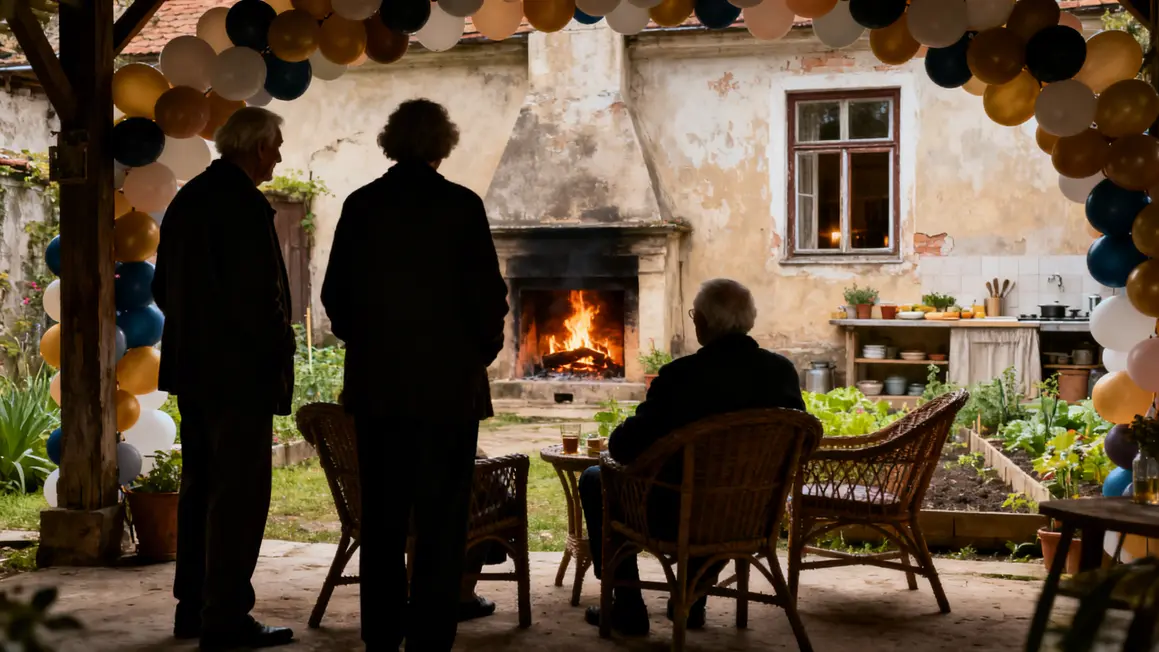 Ambiance conviviale cour maison partagee seniors Cormenon