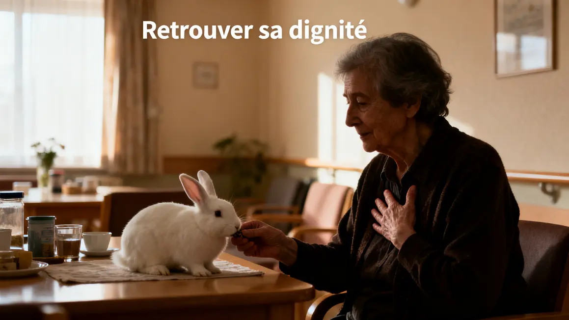 mediation animale ehpad seniors, gestes dignite nourrir lapin