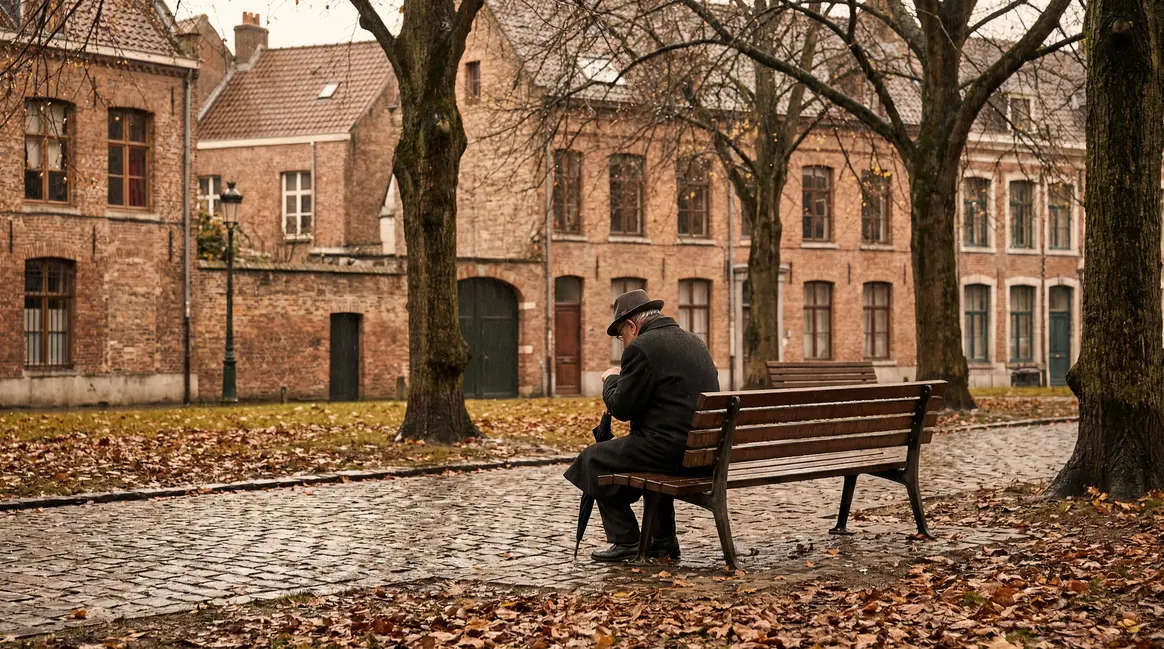 Banc parc Lille pluie automne homme age
