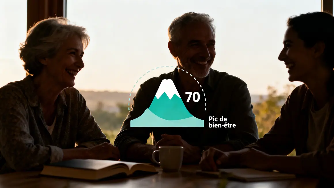 Lachende senioren, op het hoogtepunt van hun welzijn, 70 jaar oud