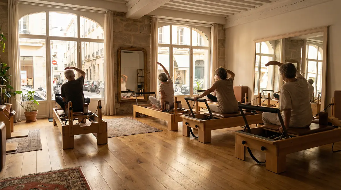 Studio Pilates Reformer seniors Marseille photo-realiste
