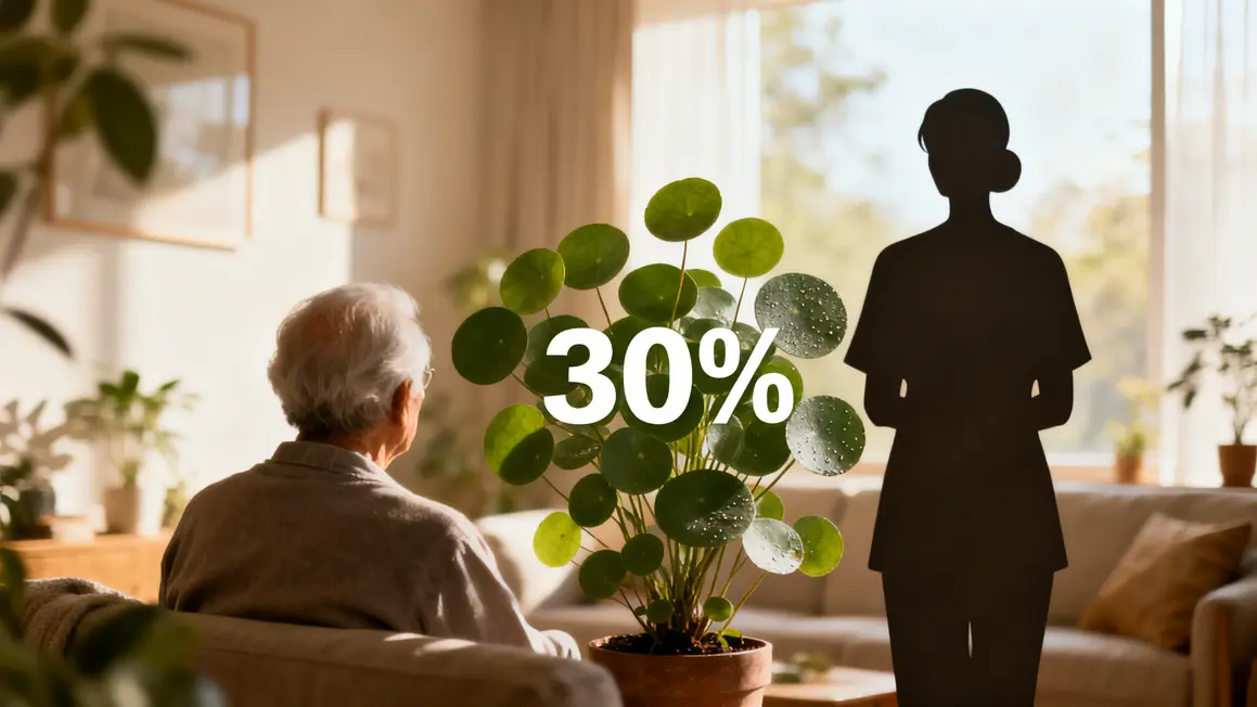Plantes feuilles arrondies senior aidant espace lumineux chiffre 30%