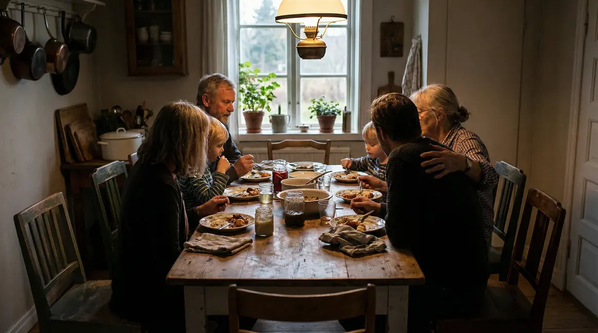Famille multigénération autour table valorisant robustesse mentale