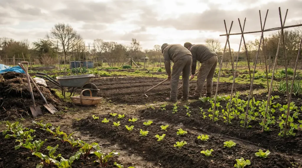 potager début printemps terre prête laitues pois betteraves jardinage mars