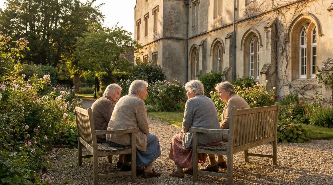 Quatre sœurs franciscaines dans le jardin Ehpad Lons-le-Saunier