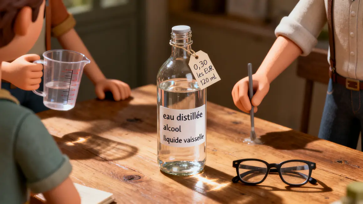 fabrication spray lunettes maison ingredients sur table