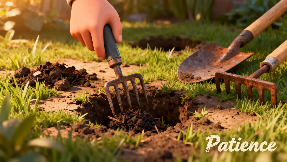 Pelouse clairsemée aération compost patience