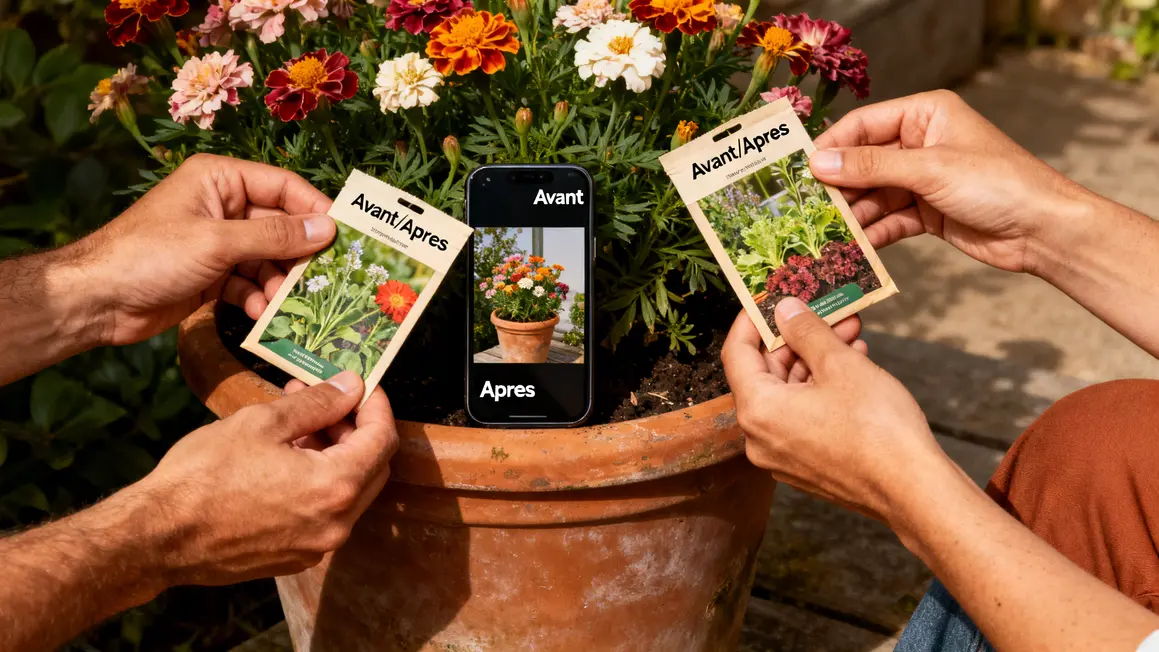 mains partage sachets action avant apres jardin
