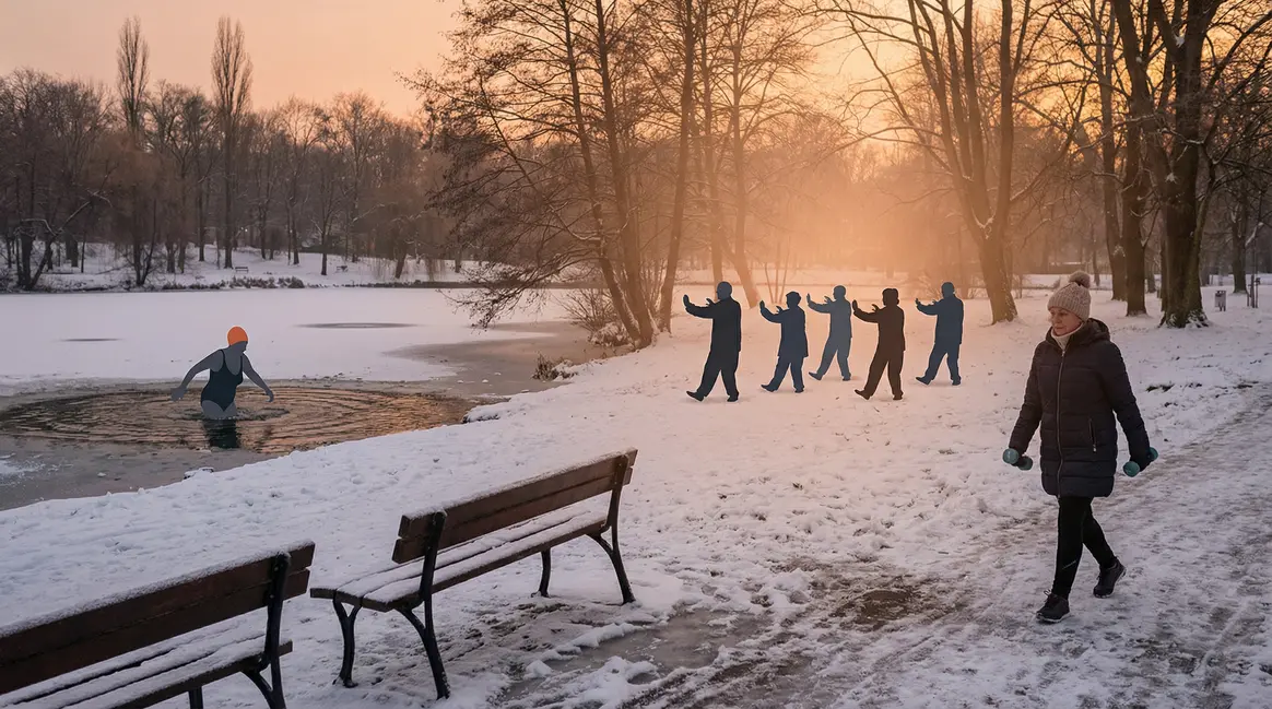 personnes agees en mouvement parc hiver