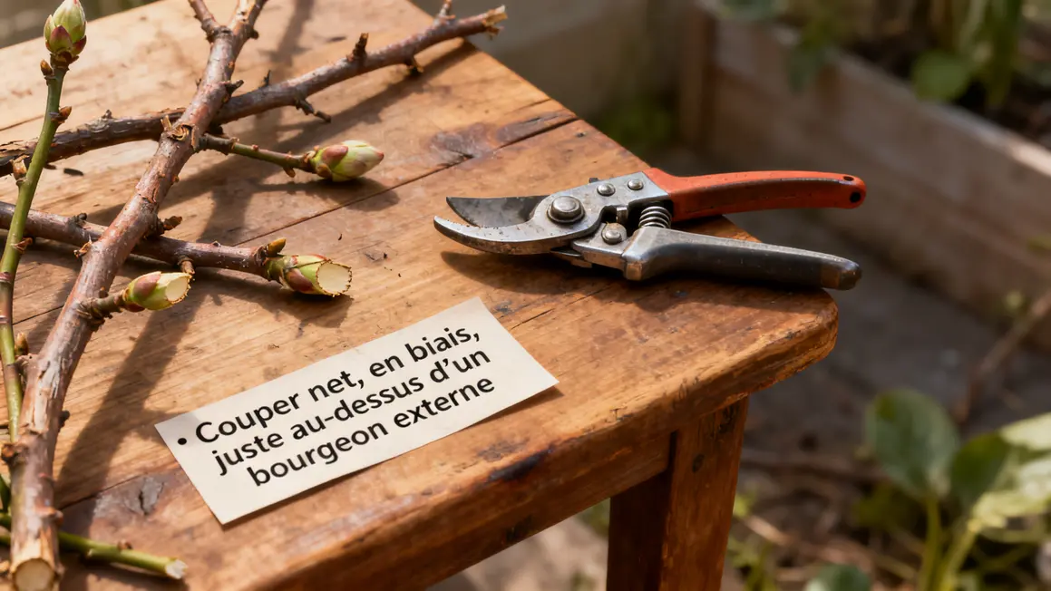 sécateur désinfecté taille rosiers branches coupées