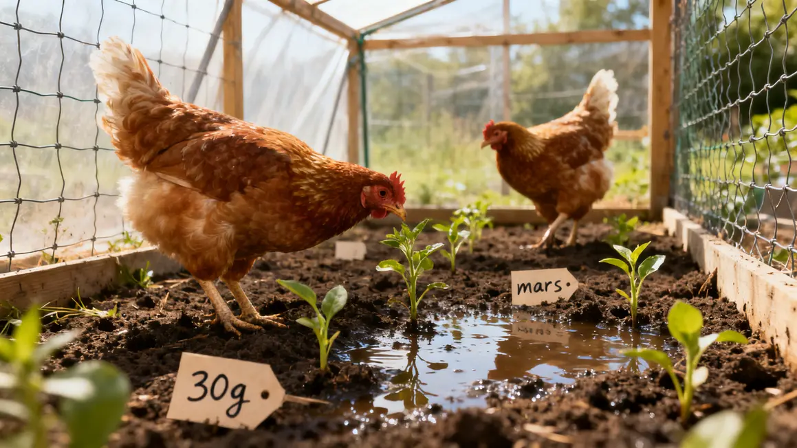 Poules semis mars jeunes pousses