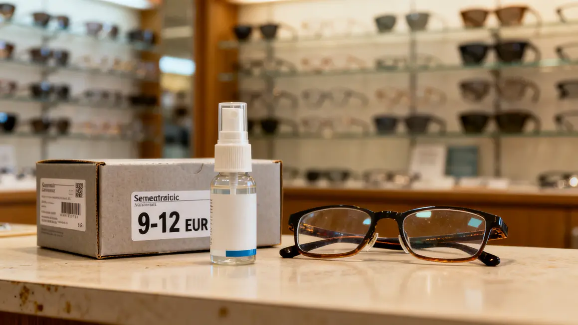 flacon spray optique etiquette prix devant lunettes