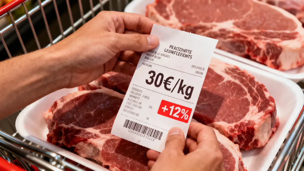 Ticket de caisse français hausse prix veau 30€/kg