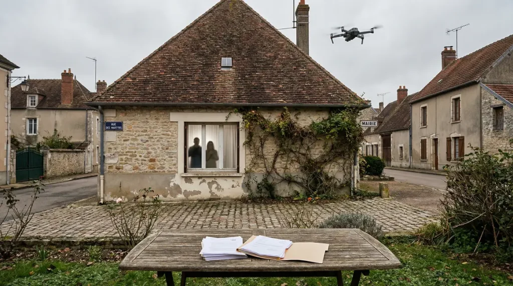 Maison française contrôlée drone, propriétaires inquiets, dossier amendes