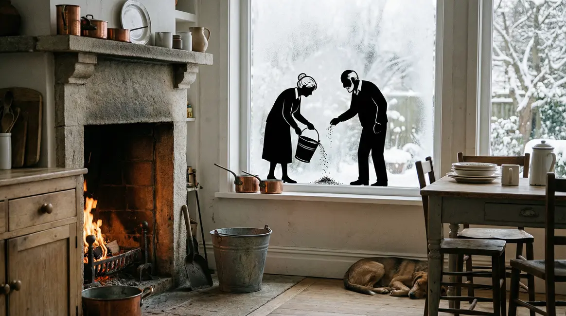 Seniors utilisent cendre de cheminée au jardin
