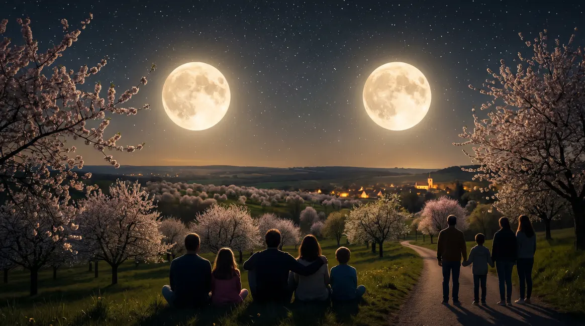 Deux pleines lunes mai 2026 famille campagne nuit