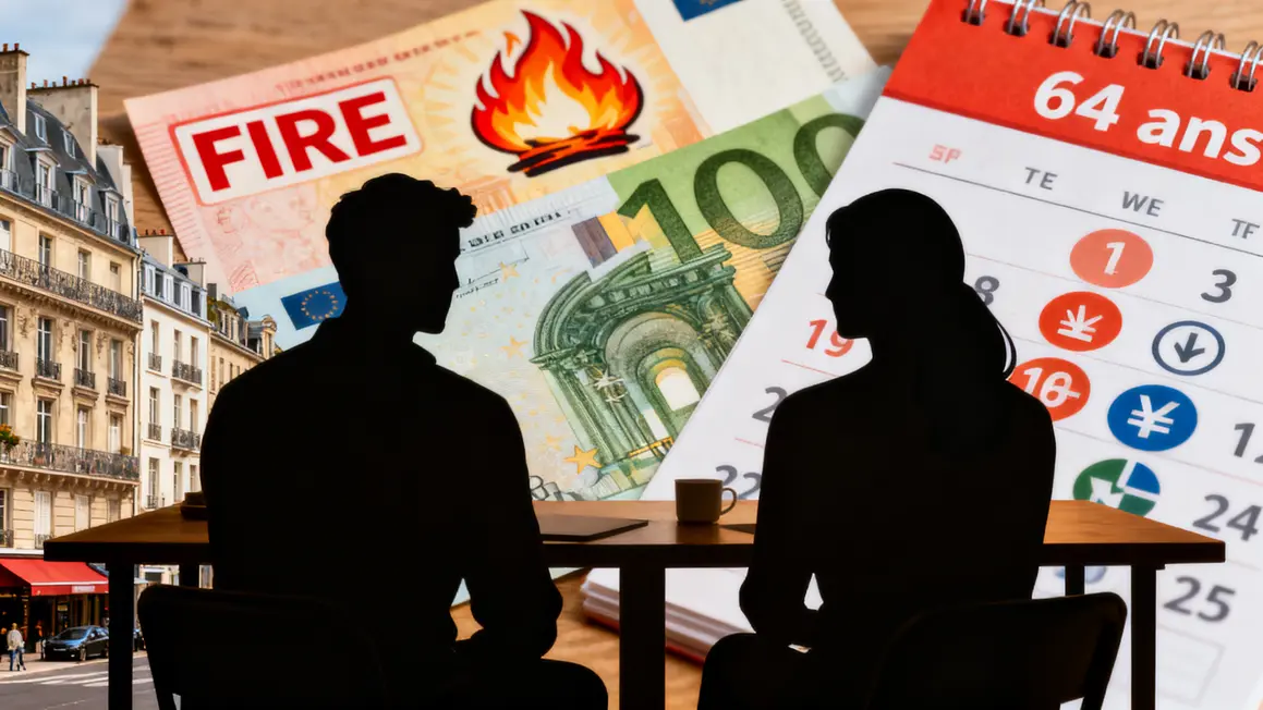 Graphique FIRE fiscalite et retraite a 64 ans