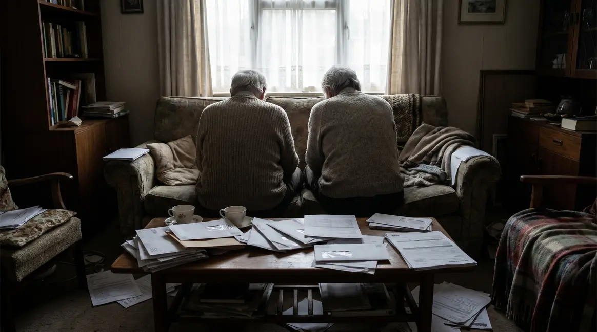 Couple senior retraite avec factures mutuelle santé