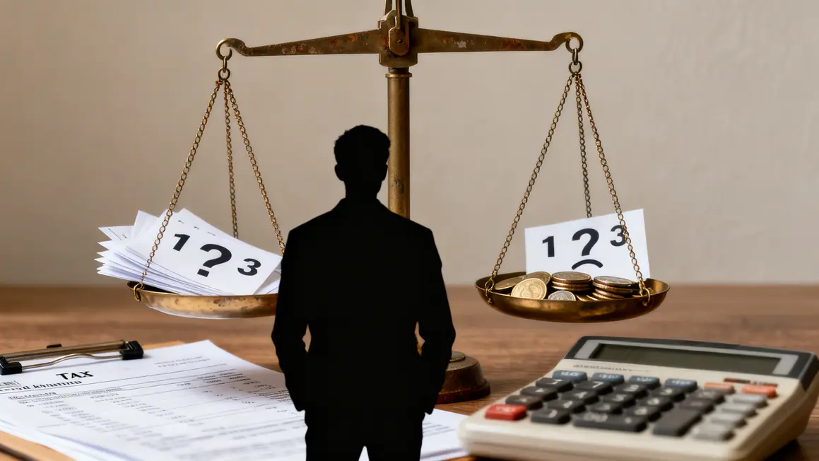 Personne perplexe balance impôts documents PER
