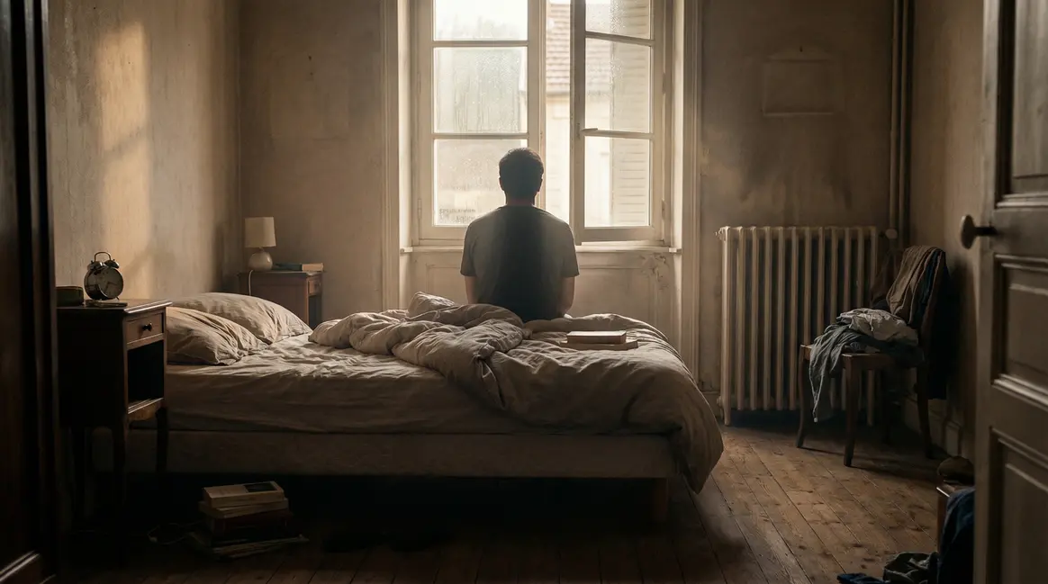 chambre sombre adulte dos lumiere matin sommeil france