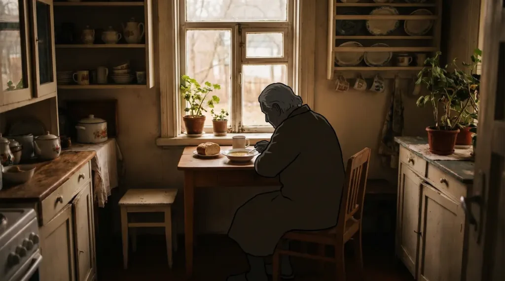 Personne agee seule repas alimentation senior
