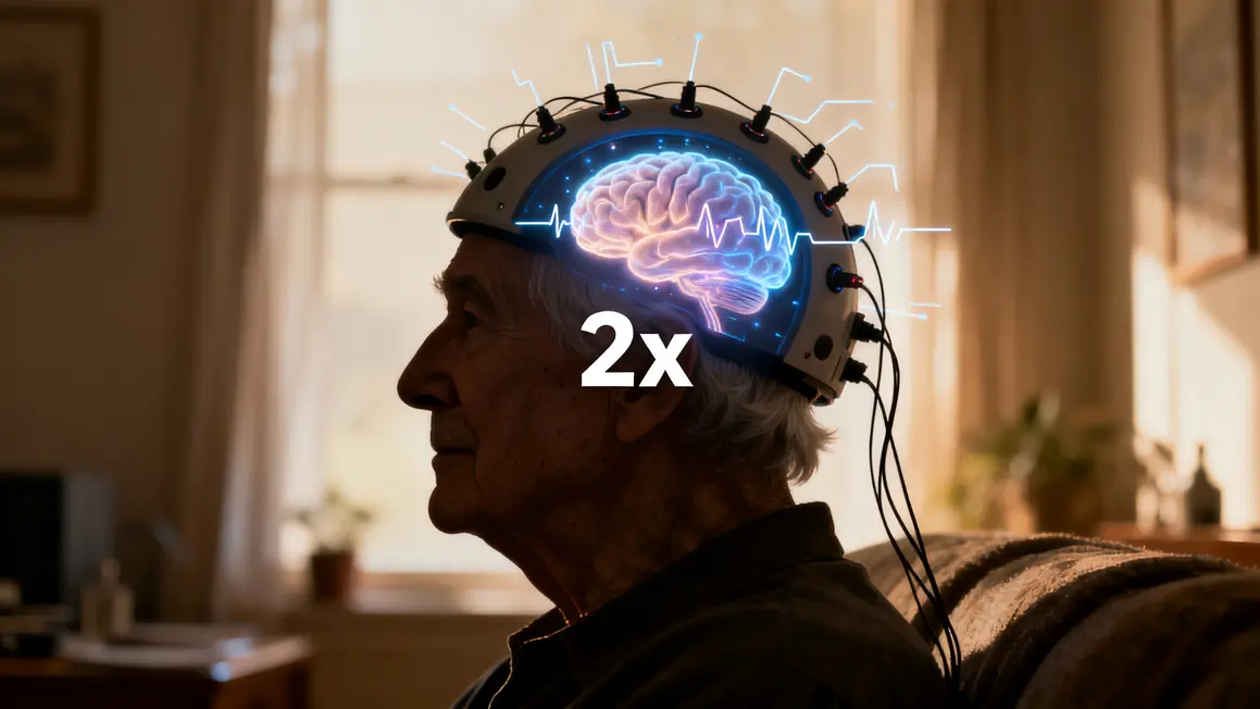 Cerveau senior casque électrodes activité doublée