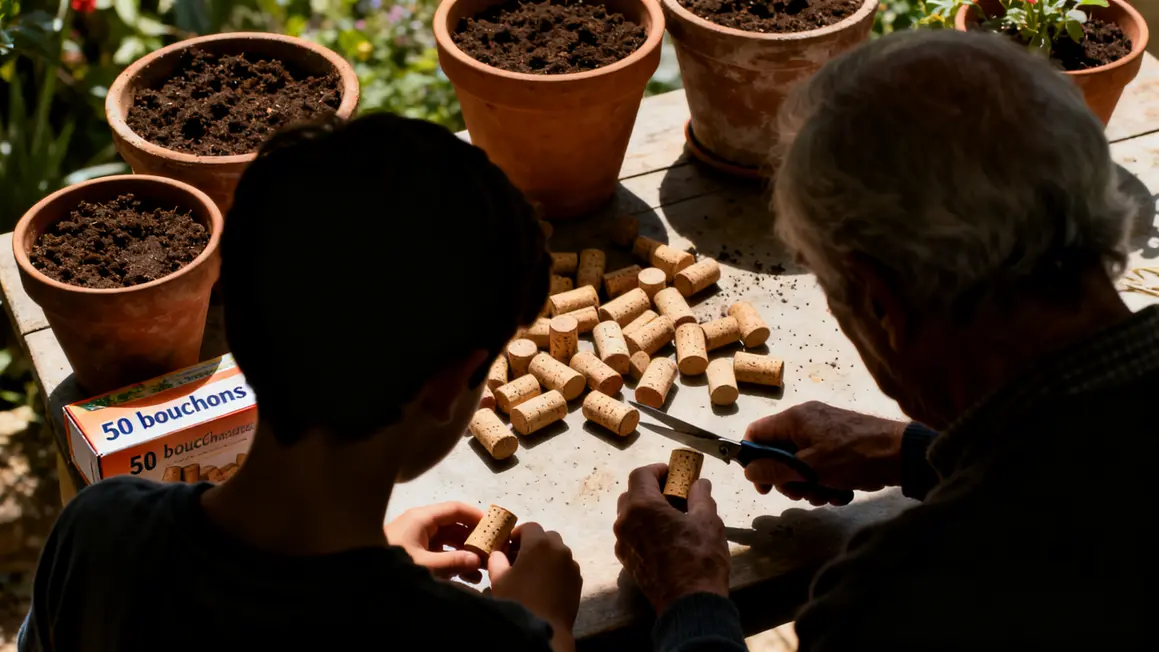 Enfants et seniors collectent bouchons vin pour jardin