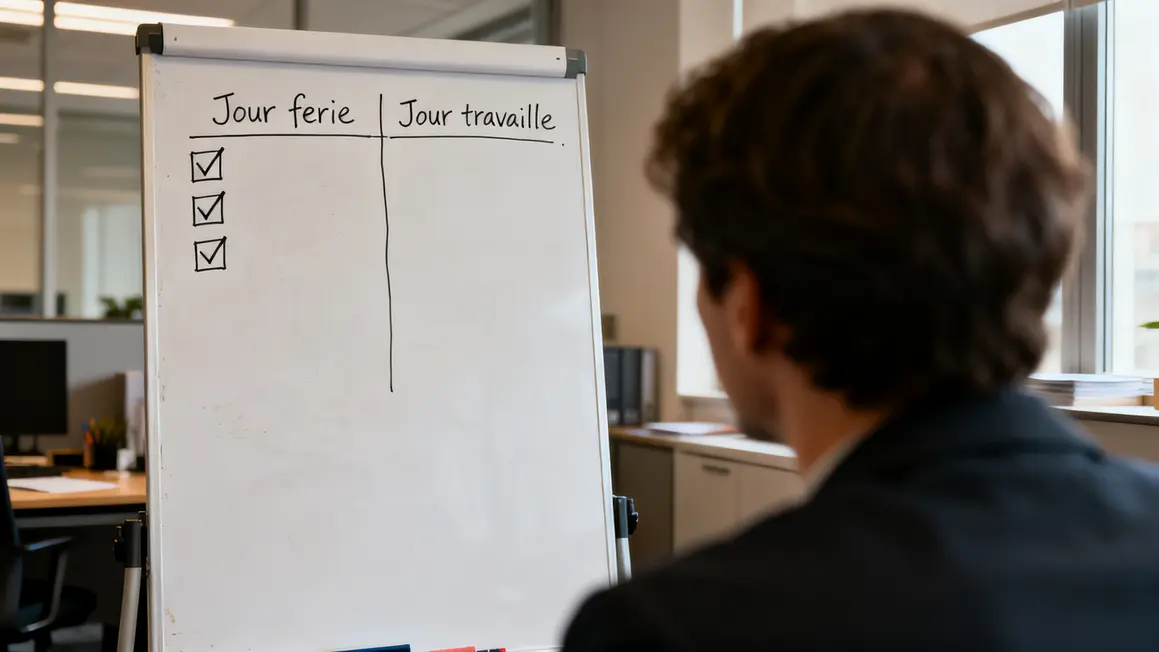 Statut lundi Pentecote : tableau blanc jours feries et travailles