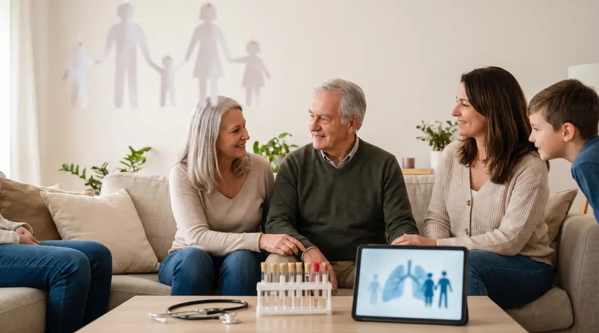 Famille senior dépistage cancer poumon test sanguin