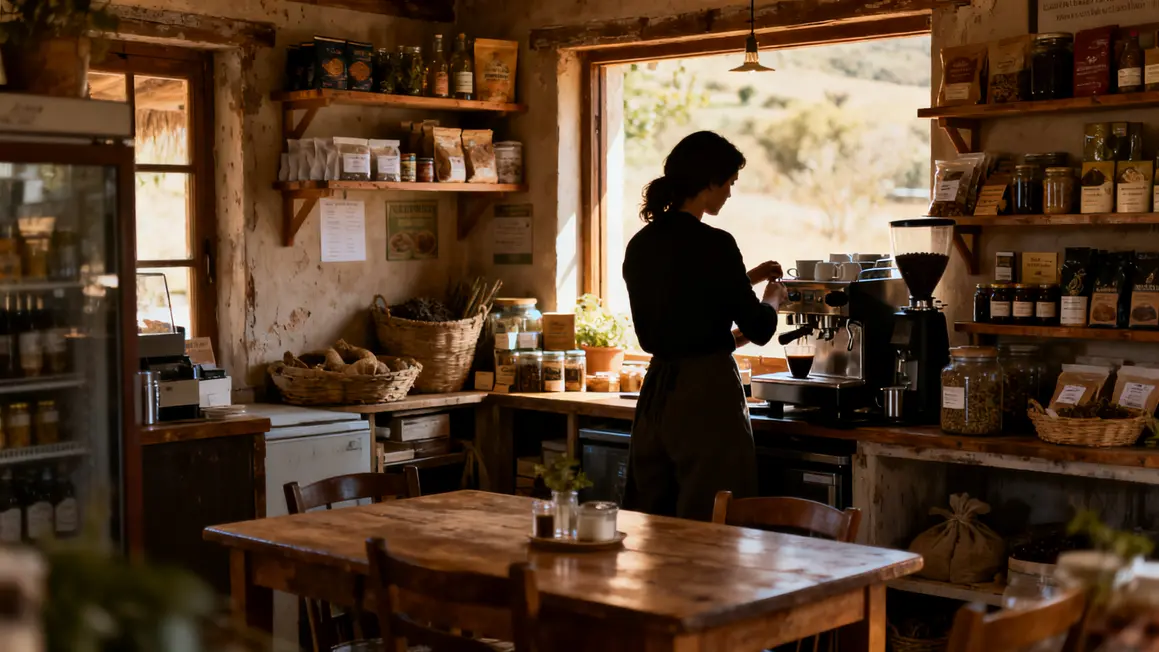 femme epicerie cafe grealou interieur