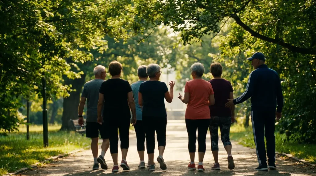 Seniors marchant ensemble été Agirc Arrco