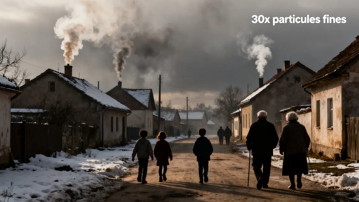 pollution chauffage bois village hiver particules