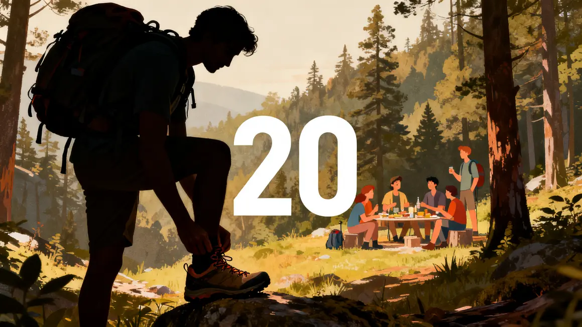 personne randonnee ajuste chaussures foret ambiance 20 ans