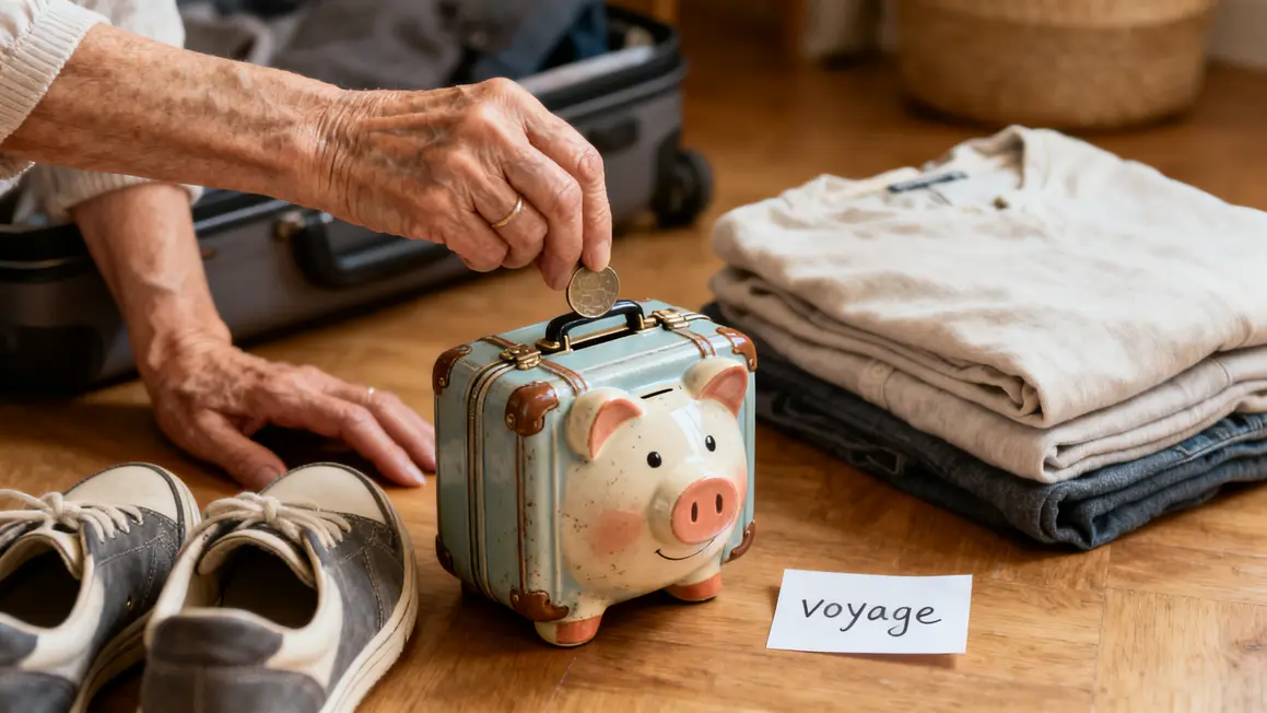 Femme senior économies pour voyager