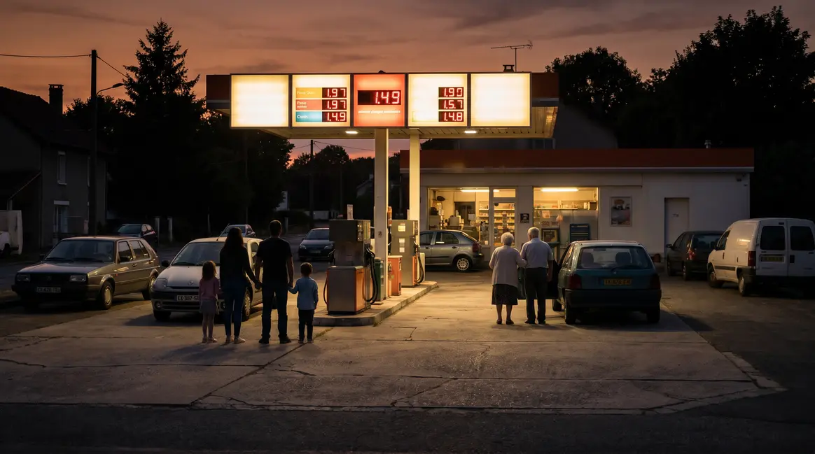 station service francais silhouettes familles seniors et prix carburant