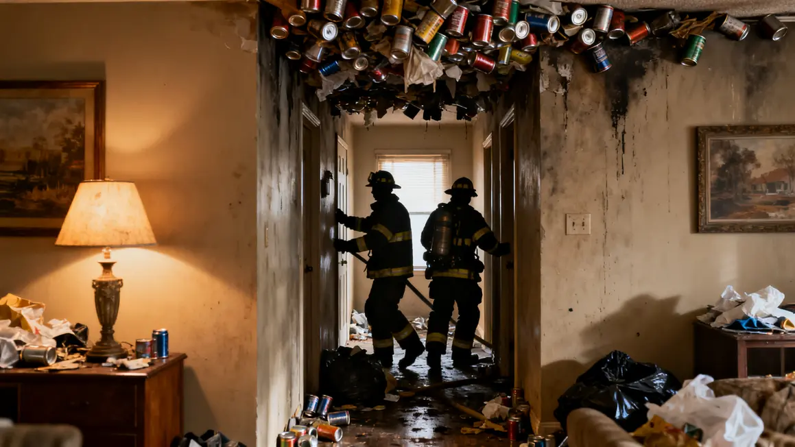 pompiers découvrent appartement syndrome Diogène canettes
