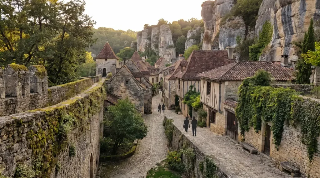 Village médiéval entre remparts et falaises en Ile-de-France